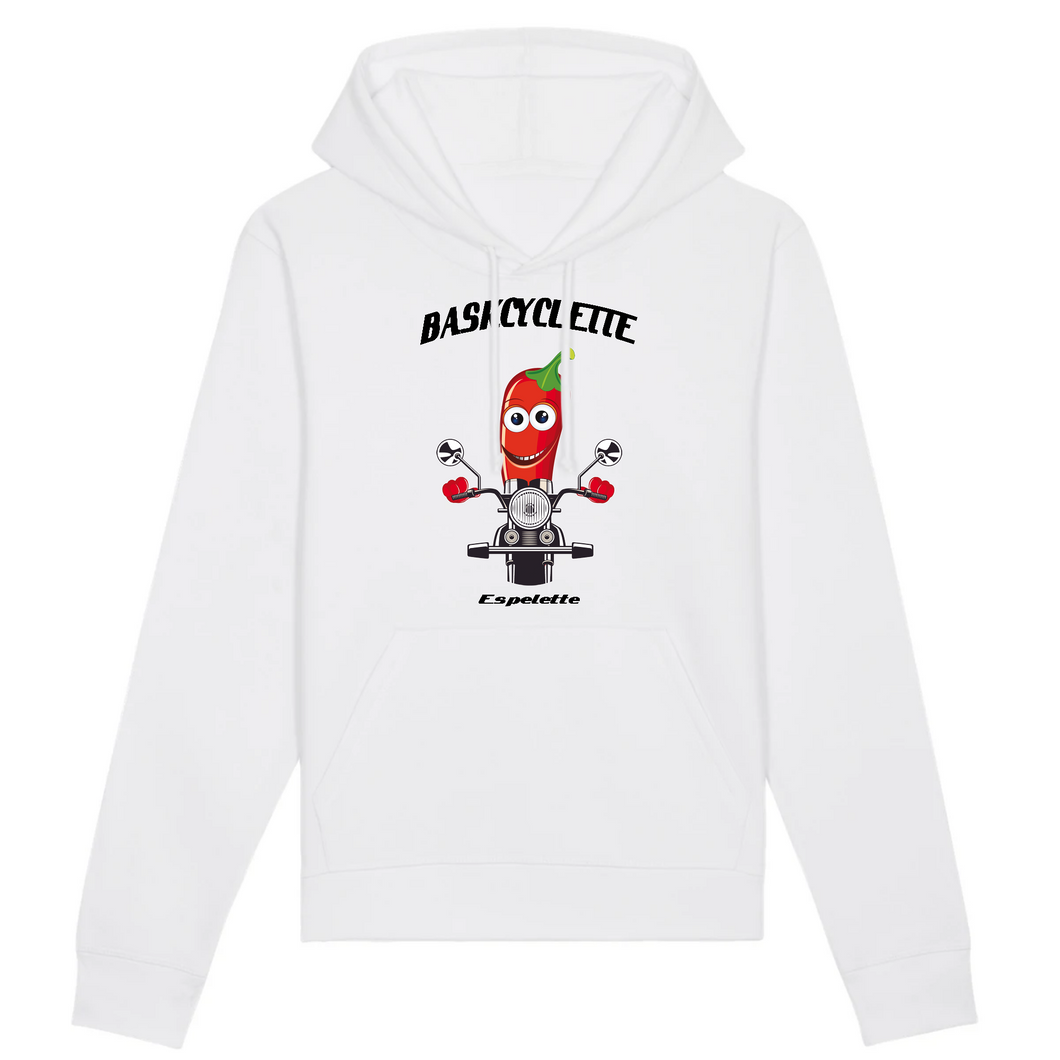 Sweat-shirt Bio Unisexe à capuche /Bio Unisex Hooded sweatshirt  BASKCYCLETTE PIMENT D' ESPELETTE