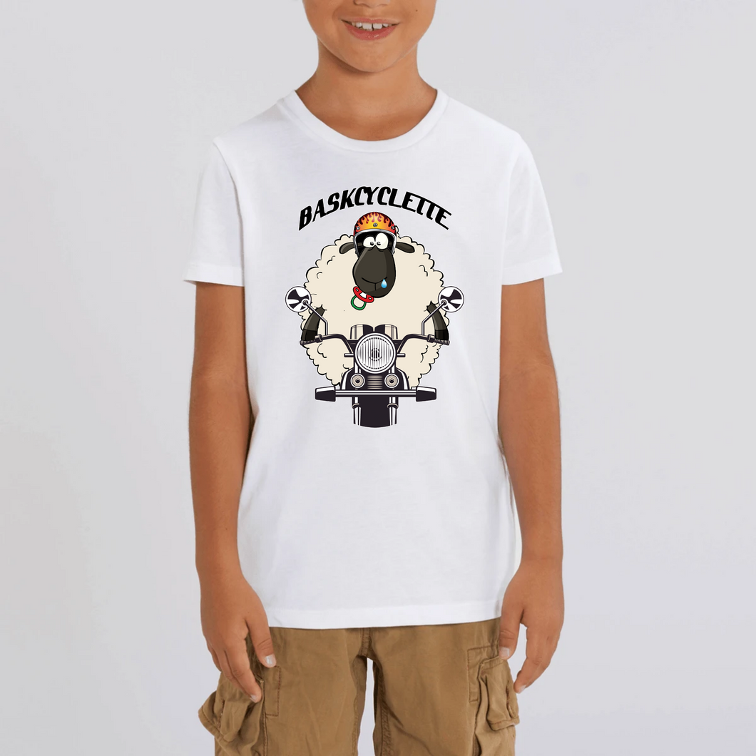 T-shirt Enfant à manches courtes 100% COTON BIO  logo BABY BASKYSHEEP BIKER