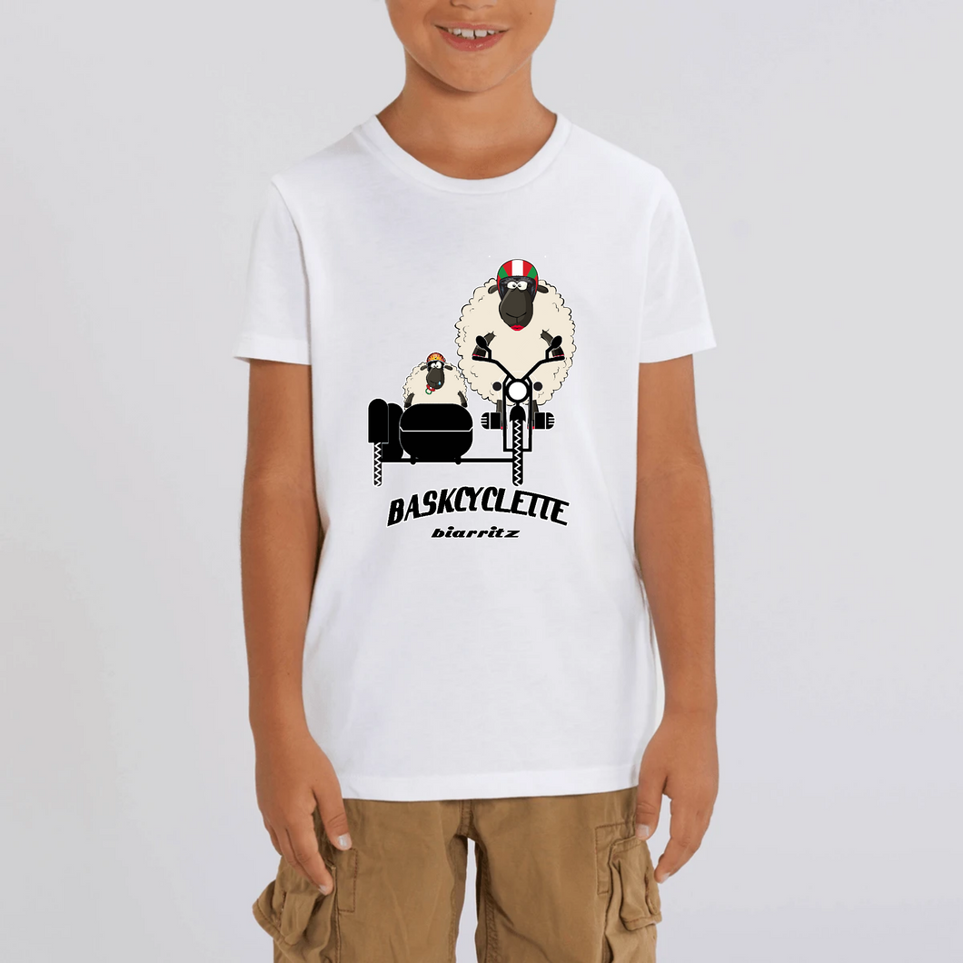 T-shirt Enfant à manches courtes 100% COTON BIO BASKYSHEEP BIKER SIDECAR