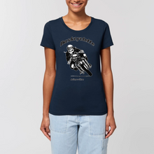 Charger l&#39;image dans la galerie, T-shirt 100 % coton bio Femme /Bio Woman T-shirt BASKCYCLETTE SKULL BIKER
