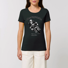 Charger l&#39;image dans la galerie, T-shirt 100 % coton bio Femme /Bio Woman T-shirt BASKCYCLETTE SKULL BIKER
