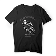 Charger l&#39;image dans la galerie, T-shirt Homme Col V  100 % coton bio  Logo SKULL BIKER BASKCYCLETTE
