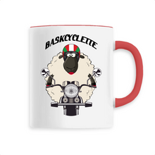 Charger l&#39;image dans la galerie, Mug anse colorée / Contrast Coffee Mug  BASKYSHEEP WOMAN BIKER
