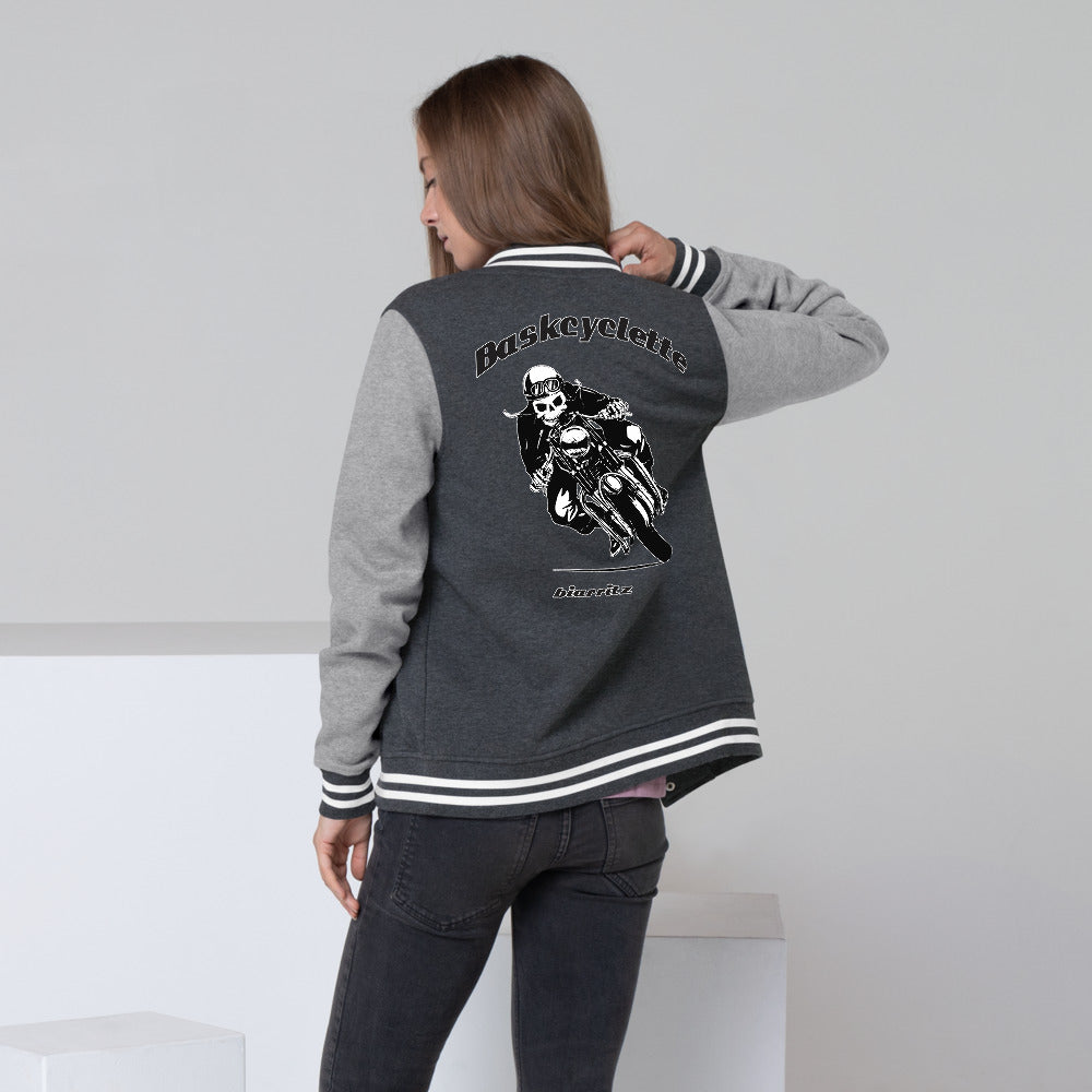 Veste pour Femme Letterman / Women's Letterman Jacket  BASKCYCLETTE SKULL BIKER