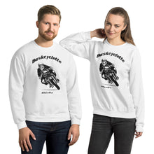 Charger l&#39;image dans la galerie, Sweat Unisexe à Col Rond / Unisex Sweatshirt  BASKCYCLETTE SKULL BIKER
