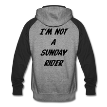 Charger l&#39;image dans la galerie, Sweat à capuche Colorblock unisexe / Unisex Colorblock Hoodie   LOGO I&#39;M NOT A SUNDAY RIDER - heather gray/black
