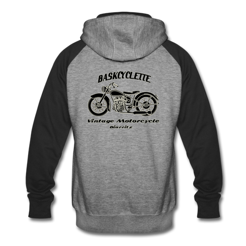 Sweat à capuche Colorblock unisexe / Unisex Colorblock Hoodie  BASKCYCLETTE VINTAGE MOTORCYCLE - heather gray/black