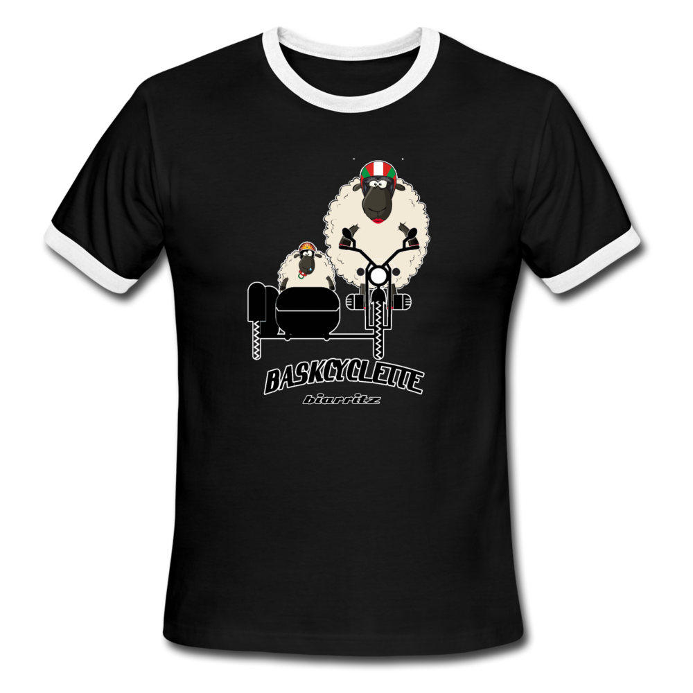 T-shirt Homme Ringer / Men's Ringer T-Shirt  BASKYSHEEP WOMAN SIDECAR - black/white