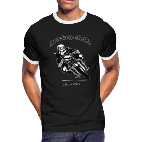 T-shirt Homme Ringer / Men's Ringer T-Shirt  BASKCYCLETTE SKULL BIKER - black/white