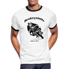 Charger l&#39;image dans la galerie, T-shirt Homme Ringer / Men&#39;s Ringer T-Shirt  BASKCYCLETTE SKULL BIKER - white/black
