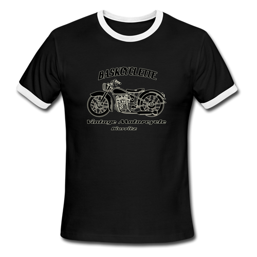 T-shirt Homme Ringer / Men's Ringer T-Shirt  BASKCYCLETTE VINTAGE MOTORCYCLE - black/white