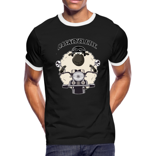 T-shirt Homme Ringer / Men's Ringer T-Shirt  BASKYSHEEP BIKER MAN - black/white