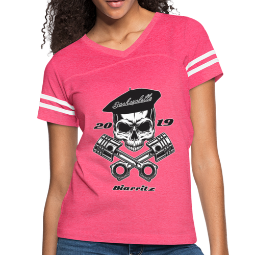 T-shirt sport vintage pour femme / Women’s Vintage Sport T-Shirt  SKULL BASKCYCLETTE - vintage pink/white