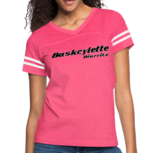 T-shirt sport vintage pour femme / Women’s Vintage Sport T-Shirt  BASKCYCLETTE BIARRITZ - vintage pink/white