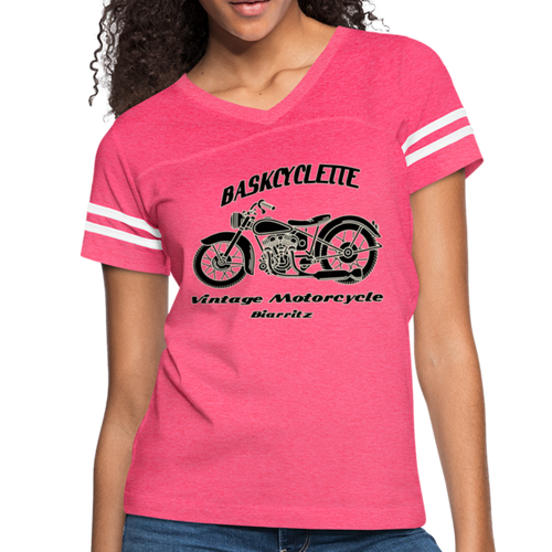 T-shirt sport vintage pour femme / Women’s Vintage Sport T-Shirt  BASKCYCLETTE VINTAGE MOTORCYCLE - vintage pink/white